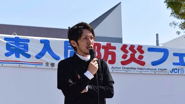 2017年 埼玉県富士見市のイベント「防災フェア」でのステージ司会の様子