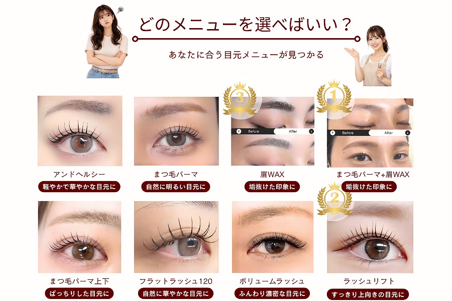 なりたい印象からまつ毛パーマ・マツエク・眉毛を選ぶイメージ