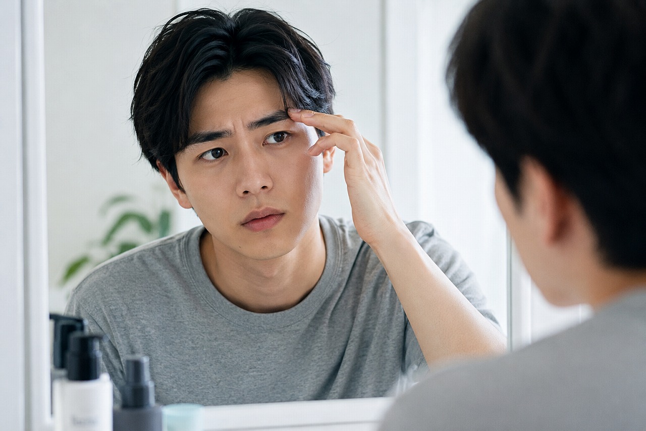 眉が濃く見える男性のイメージ