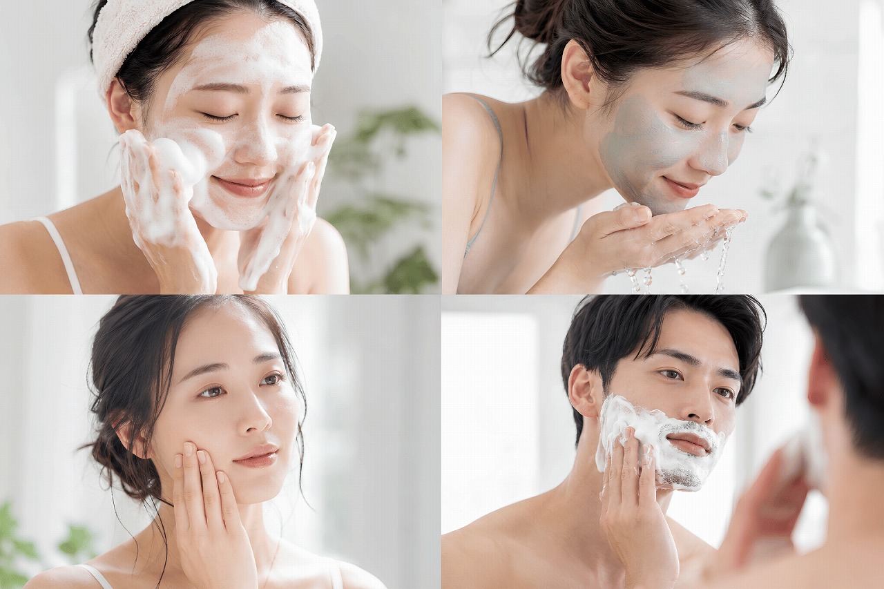 毎日の洗顔、W洗顔不要、週のスペシャルケアを使い分けるイメージ