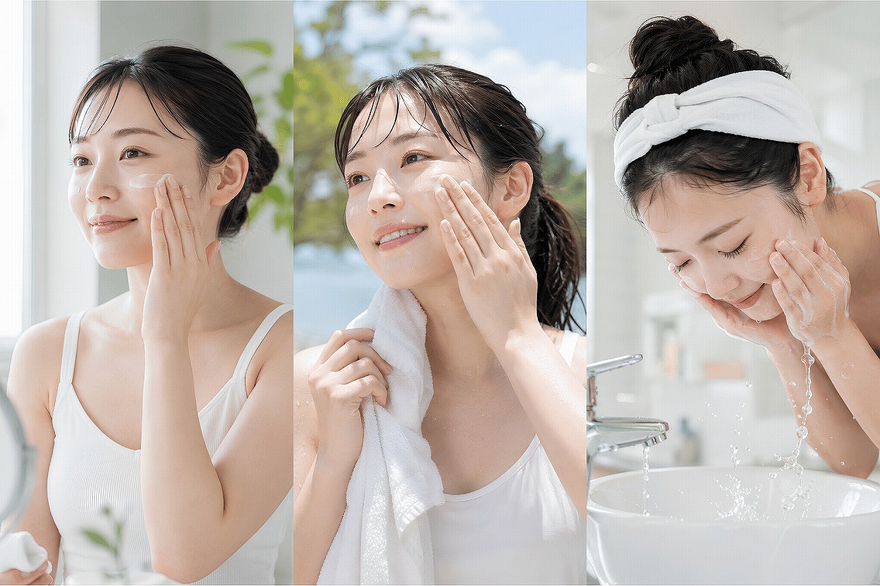 ソーラーDを塗りなおす女性の様子