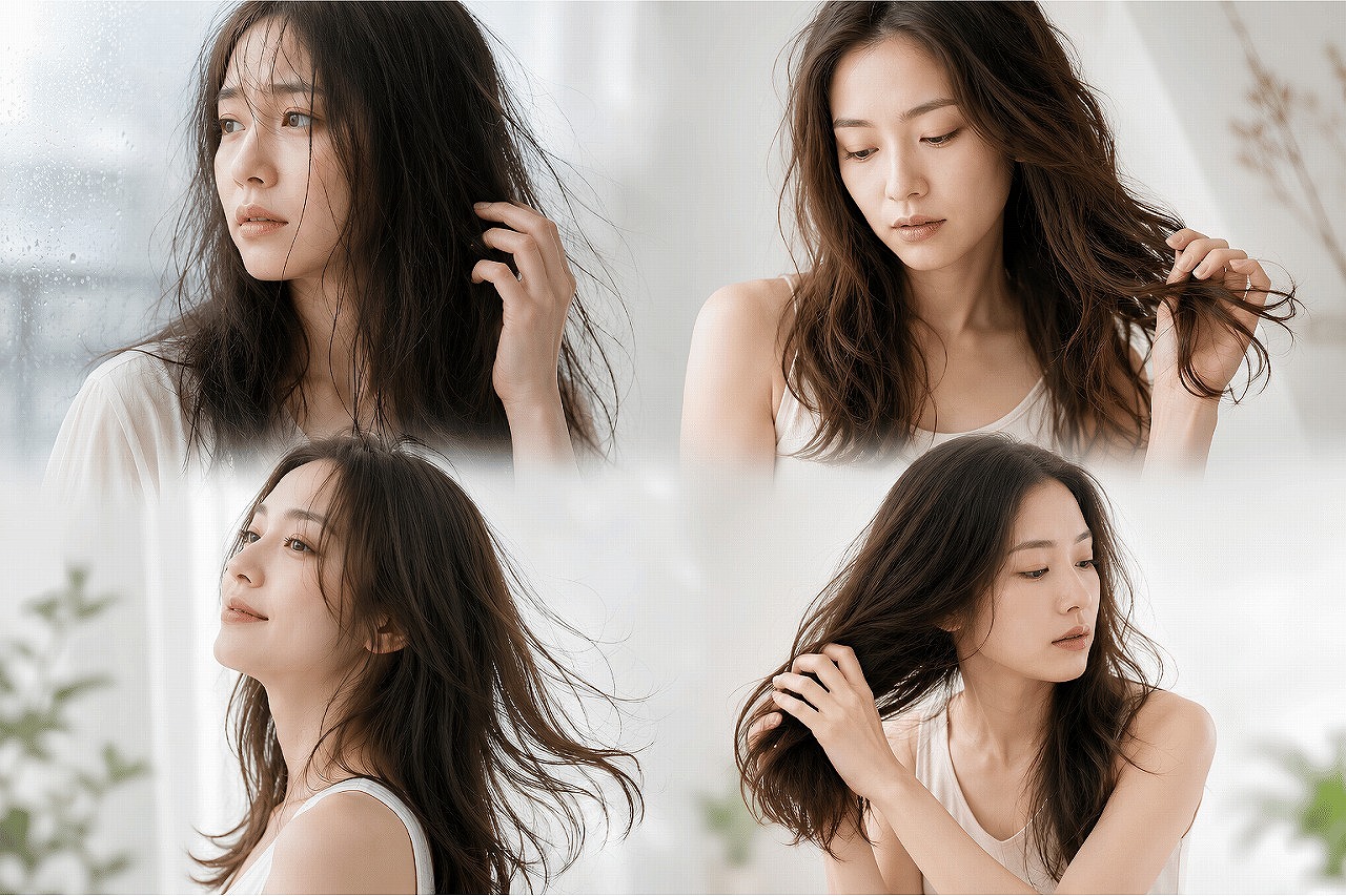 湿気・乾燥・細毛・太毛別にアウトバストリートメントを選ぶイメージ
