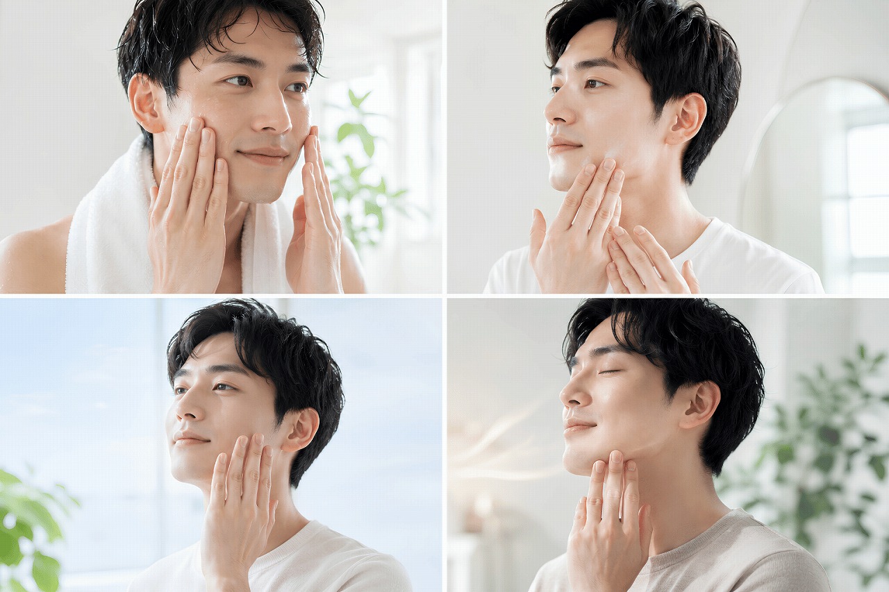 メンズ化粧水を肌状態と使うタイミングで選ぶイメージ